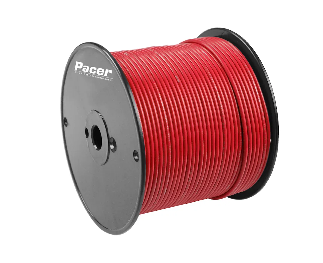 WUL10RD-500 – PACER Primary Wire, Stranded Conductor 10 Gauge 600 Volts Red 500 Foot Roll Tinned Copper Conductor/ PV...